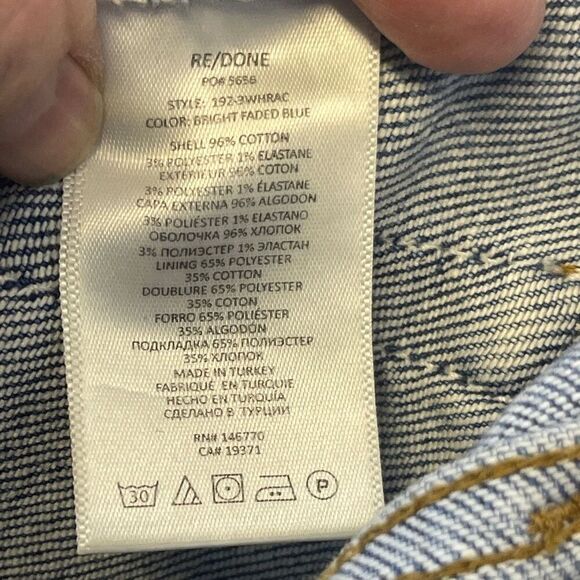 RE/DONE Blue Cotton Blend 90s Denim Button Fly High Rise Ankle Crop Jean Size 29 - Picture 9 of 9